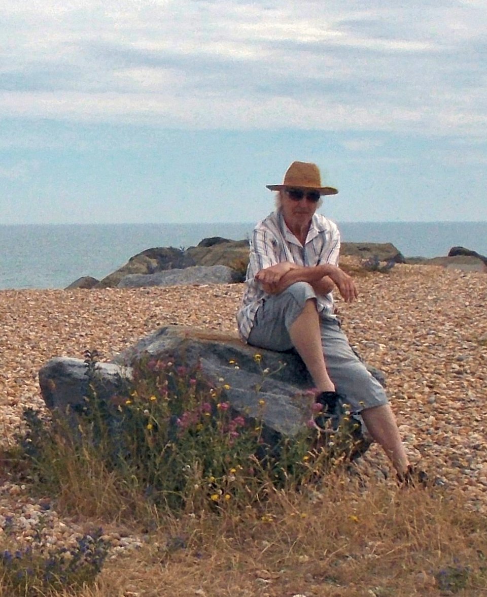 Blues guitarist Mick Clarke 72nd birthday - a beach in Sussex, England