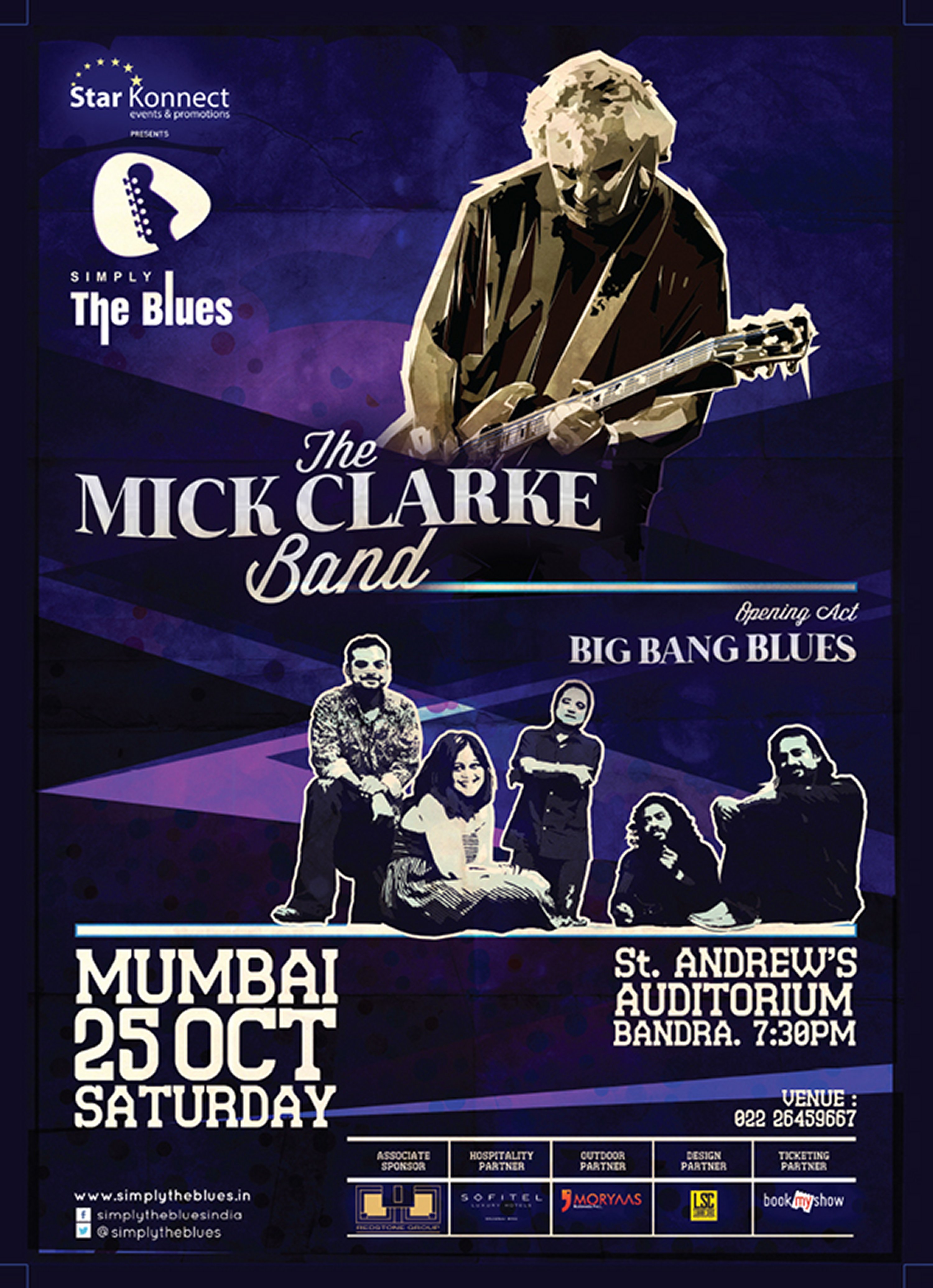 British blues guitarist Mick Clarke at the Simply The Blues Festival, Mumbai India, Oct 2014